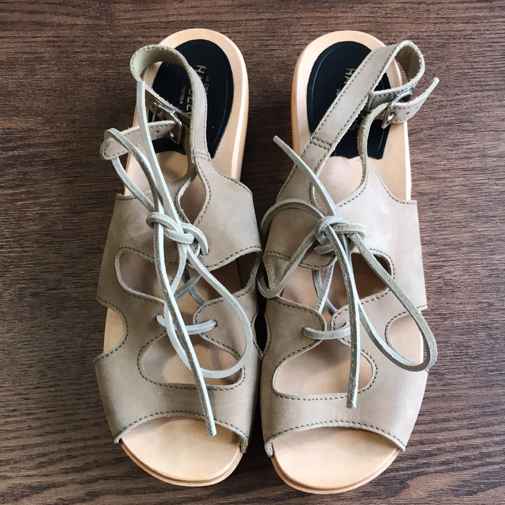 Swedish Hasbeens Lace up Clog Sandals